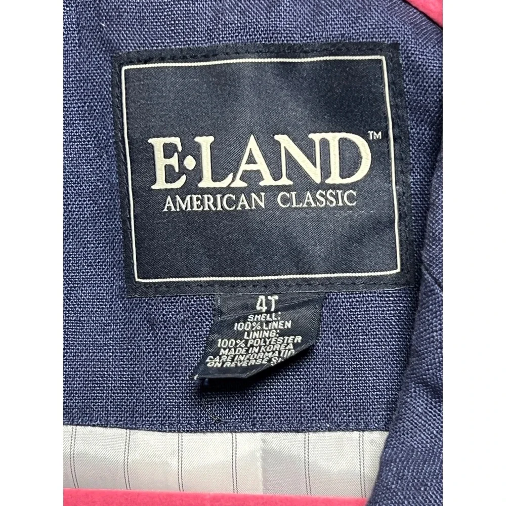 E-LAND Kids Boys Navy Blue Linen Blazer Jacket Size 4T‎